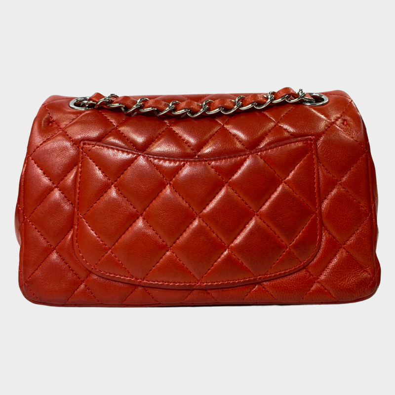 Chanel  Red Calfskin Leather Mini Rectangular Classic Flap Handbag