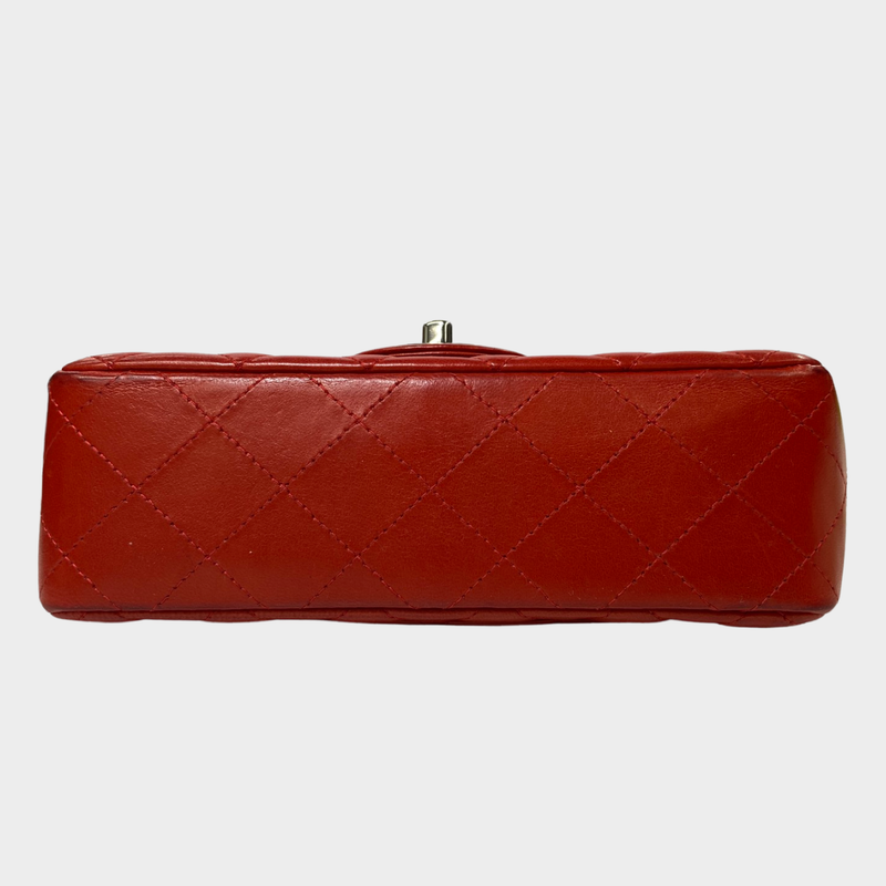 Chanel  Red Calfskin Leather Mini Rectangular Classic Flap Handbag