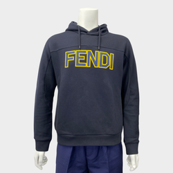 Fendi men's navy cotton logo hoodie