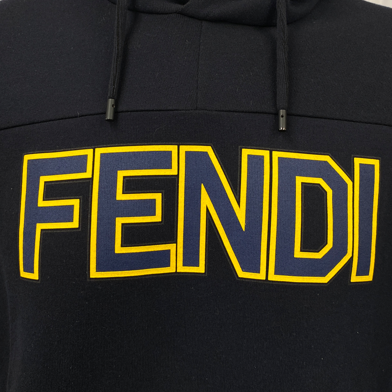 Fendi men's navy cotton logo hoodie