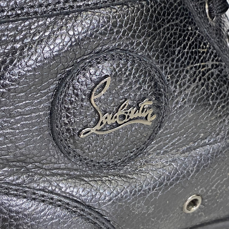 Christian Louboutin men's black leather ankle trainers with studs on the front