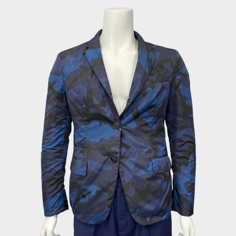 Valentino men's navy and blue camouflage reversible jacket
