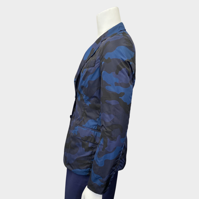 Valentino men's navy and blue camouflage reversible jacket