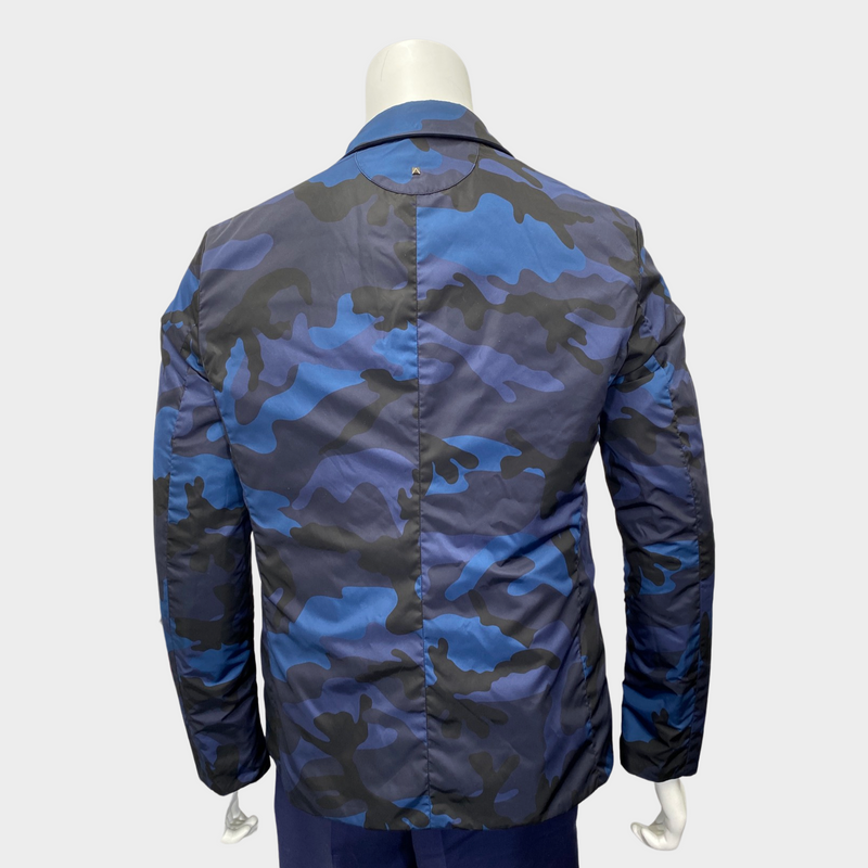 Valentino men's navy and blue camouflage reversible jacket