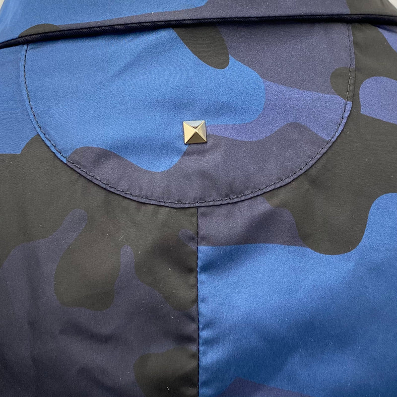 Valentino men's navy and blue camouflage reversible jacket