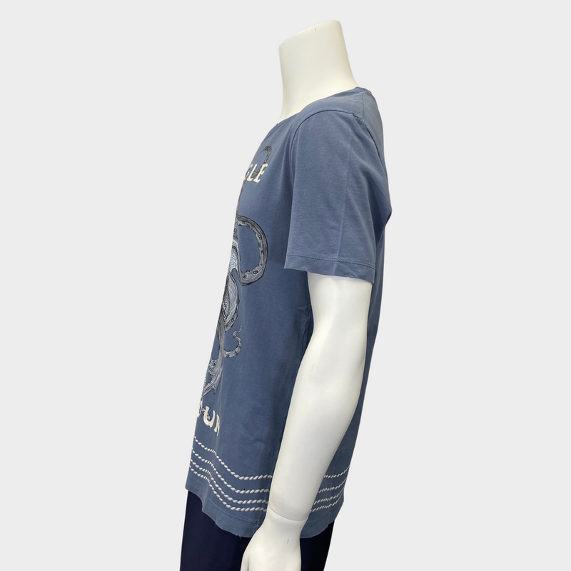 Gucci men's blue T-shirt with octopus print