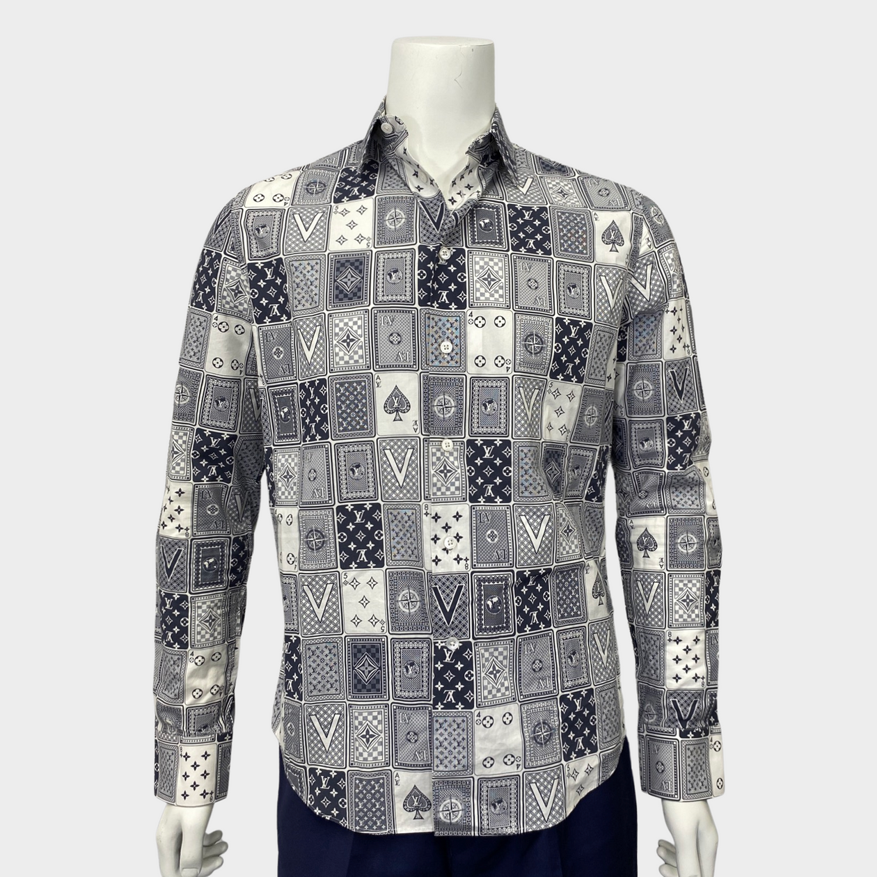 Louis Vuitton men's navy and white playing cards print shirt – Loop  Generation