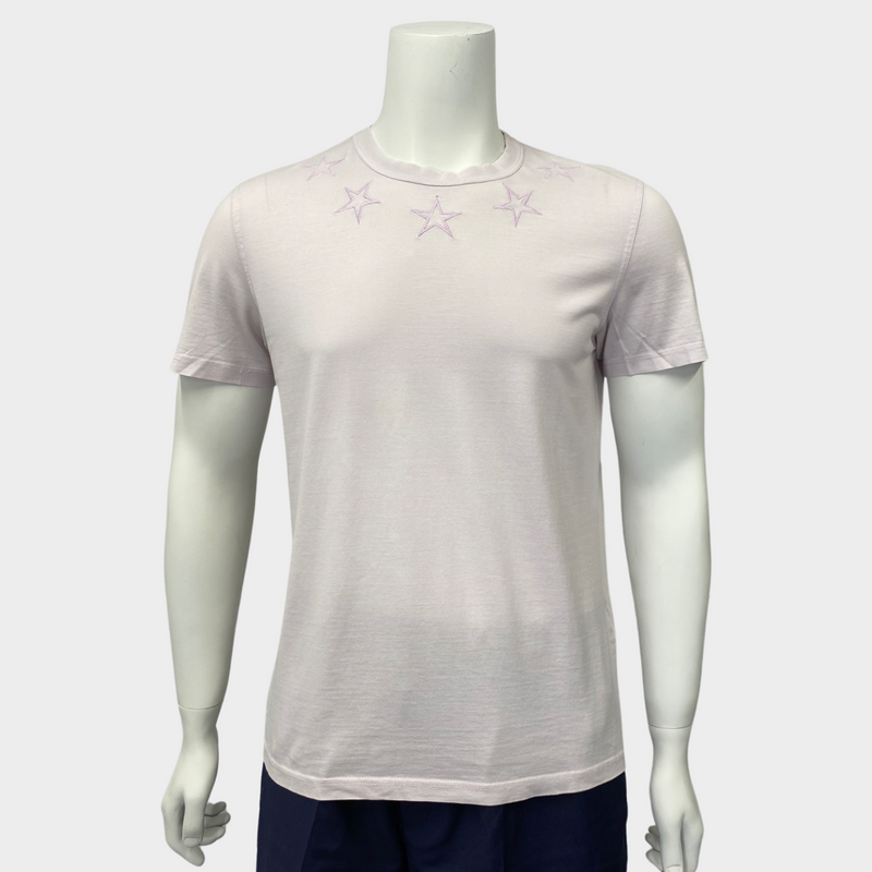 Givenchy men's pale lilac t-shirt with star embroidery