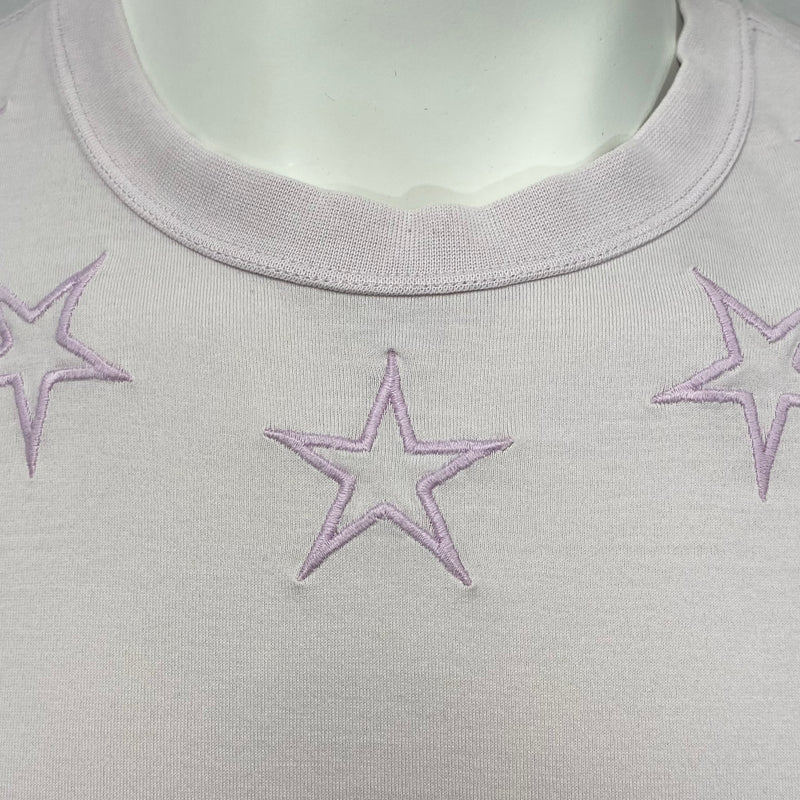 Givenchy men's pale lilac t-shirt with star embroidery