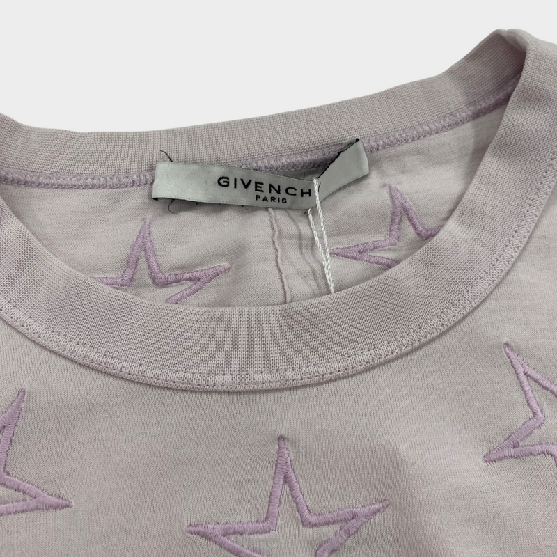 Givenchy men's pale lilac t-shirt with star embroidery