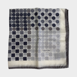 Tom Ford geometric print grey and white pocket square