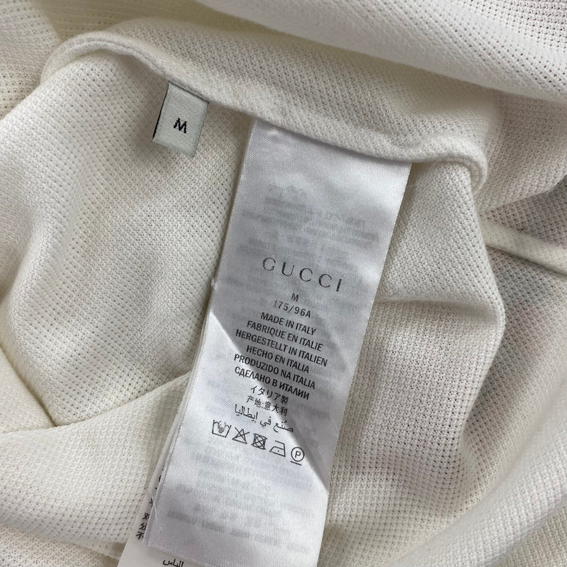 Gucci men's ecru cotton polo top with side logo