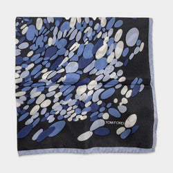Tom Ford abstract print blue and grey pocket square