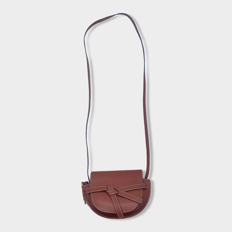 LOEWE tan mini gate dual leather bag