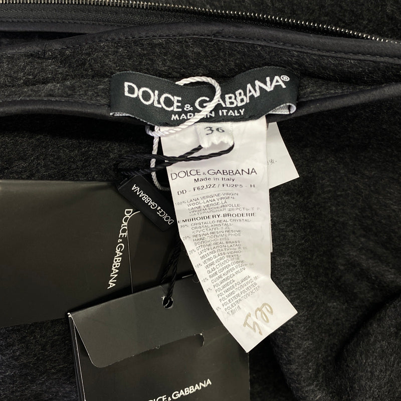 DOLCE&GABBANA Dreaming Of My Prince crystal-embellished  grey wool mini dress