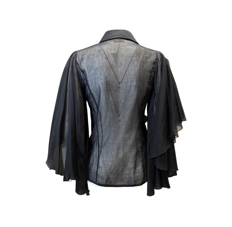 second-hand Fendi black cotton ruffled blouse | Size IT40