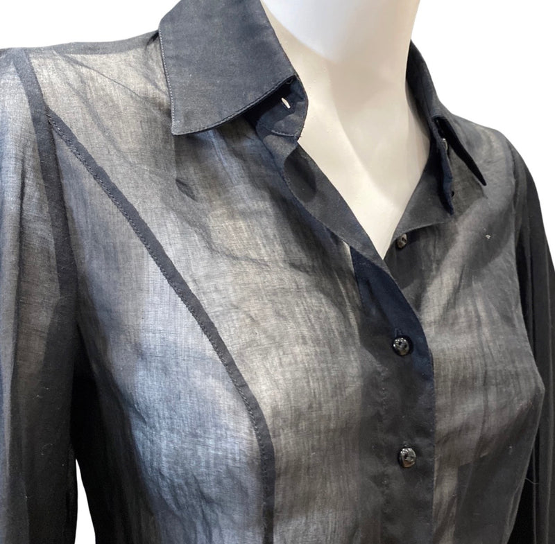 Fendi black cotton ruffle blouse