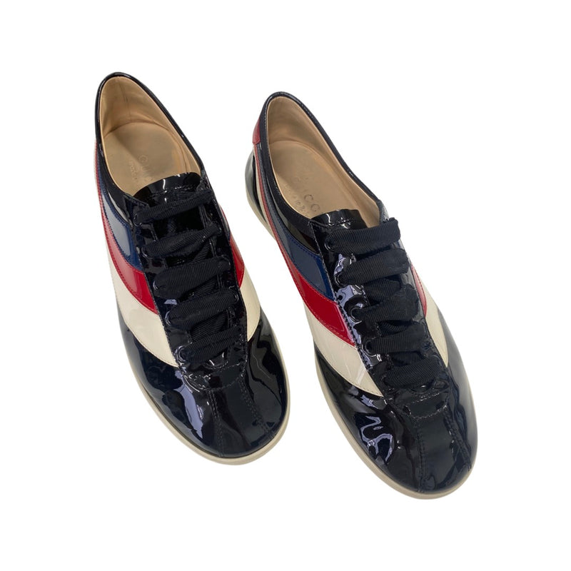 pre-loved GUCCI Falacer patent leather trainers | Size 42