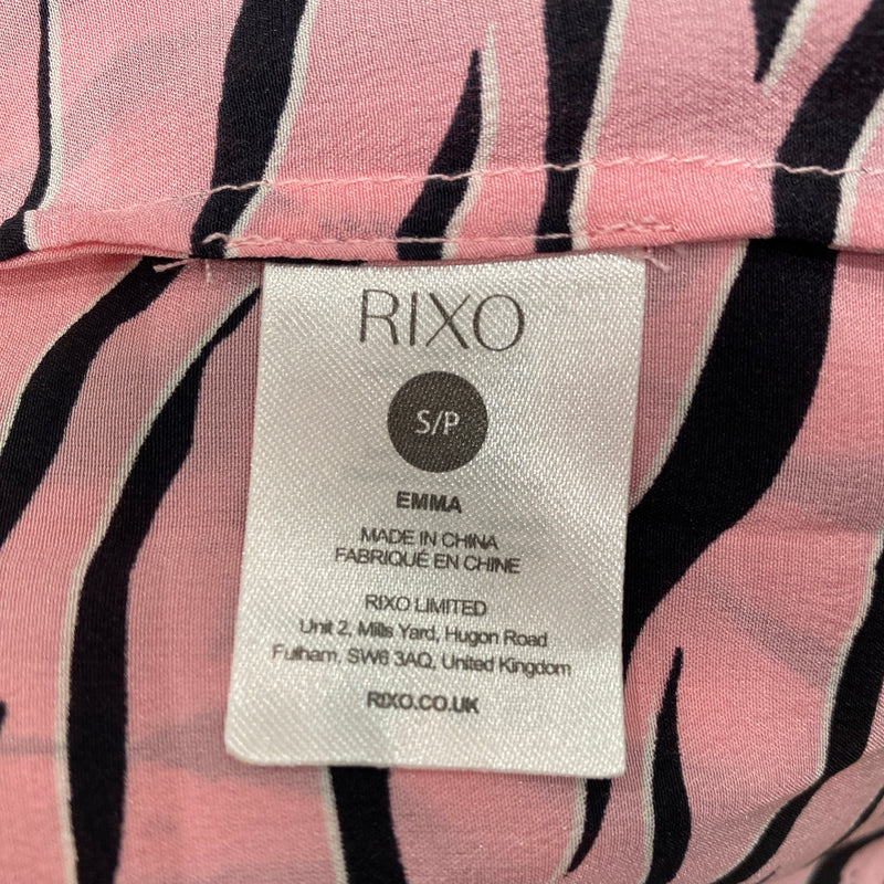 Rixo pink animal print silk dress