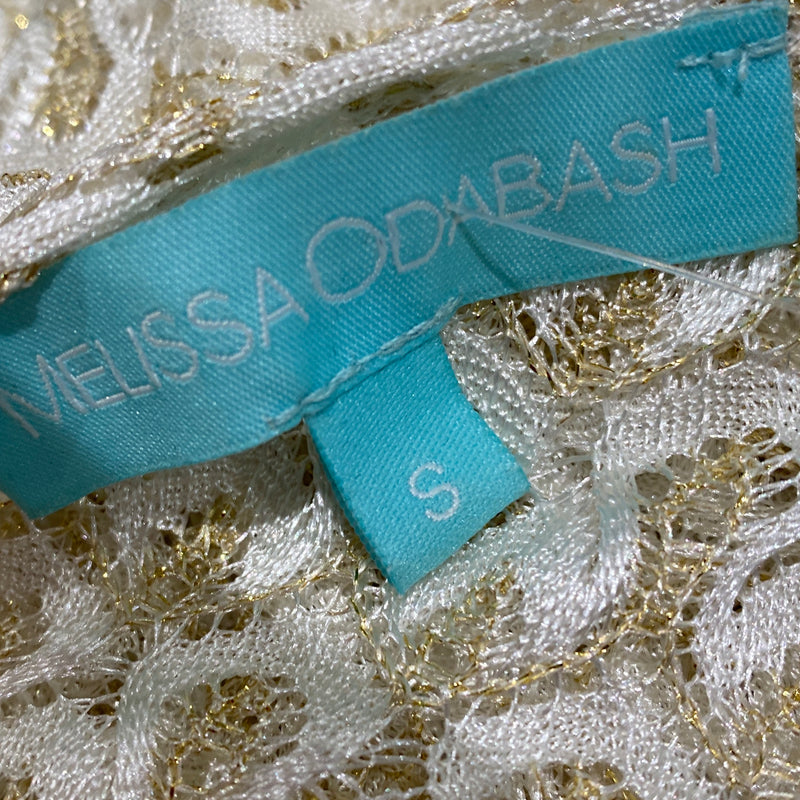 MELISSA ODABASH mini gold and white knitted beach dress