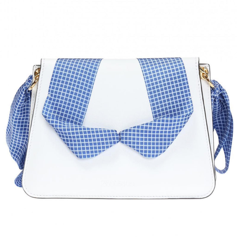 J.W Anderson white mini pierce leather bag with ribbons