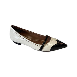 pre-owned TABITHA SIMMONS black and white leather flats | Size 38.5