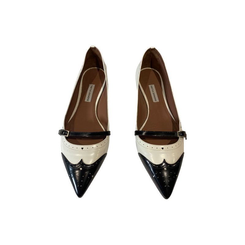 second-hand TABITHA SIMMONS black and white leather flats | Size 38.5