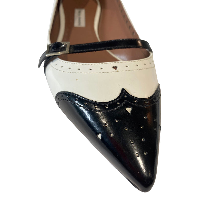 TABITHA SIMMONS black and white leather flats