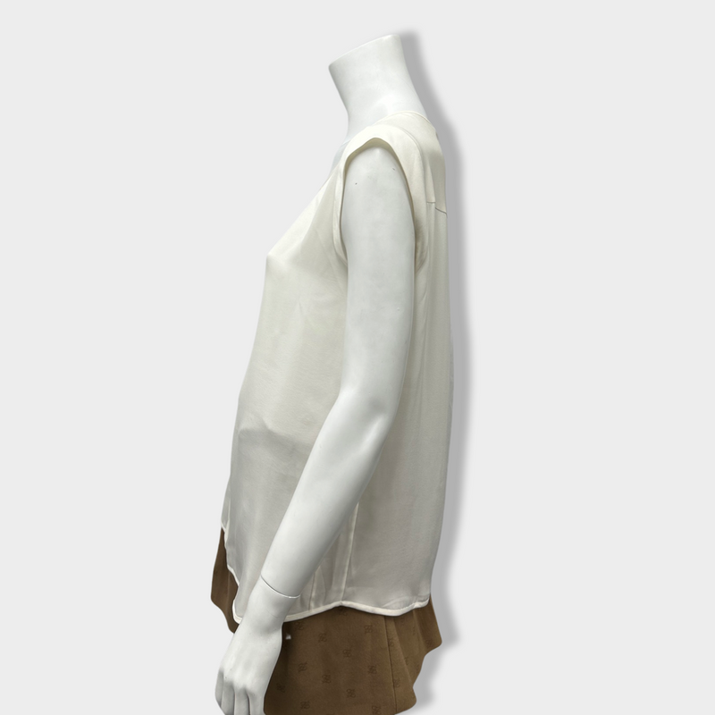 second-hand LORO PIANA ecru silk top | Size IT44