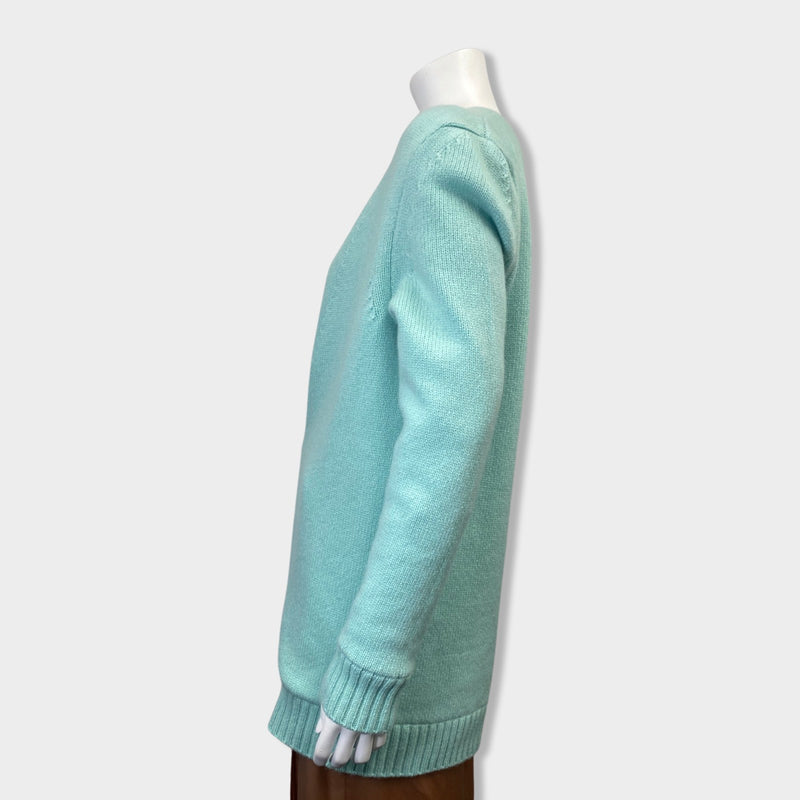 RALPH&RUSSO mint cashmere cardigan with rhinestone buttons