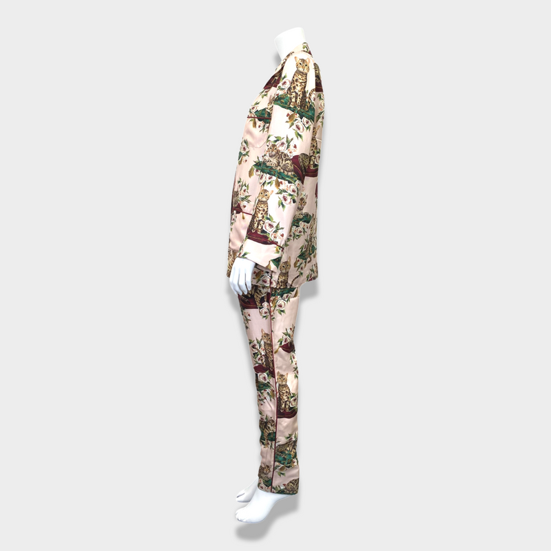 second-hand DOLCE&GABBANA animal and floral print silk pyjama set