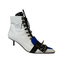 pre-owned MARQUES ALMEIDA white and blue spiked leather ankle boots