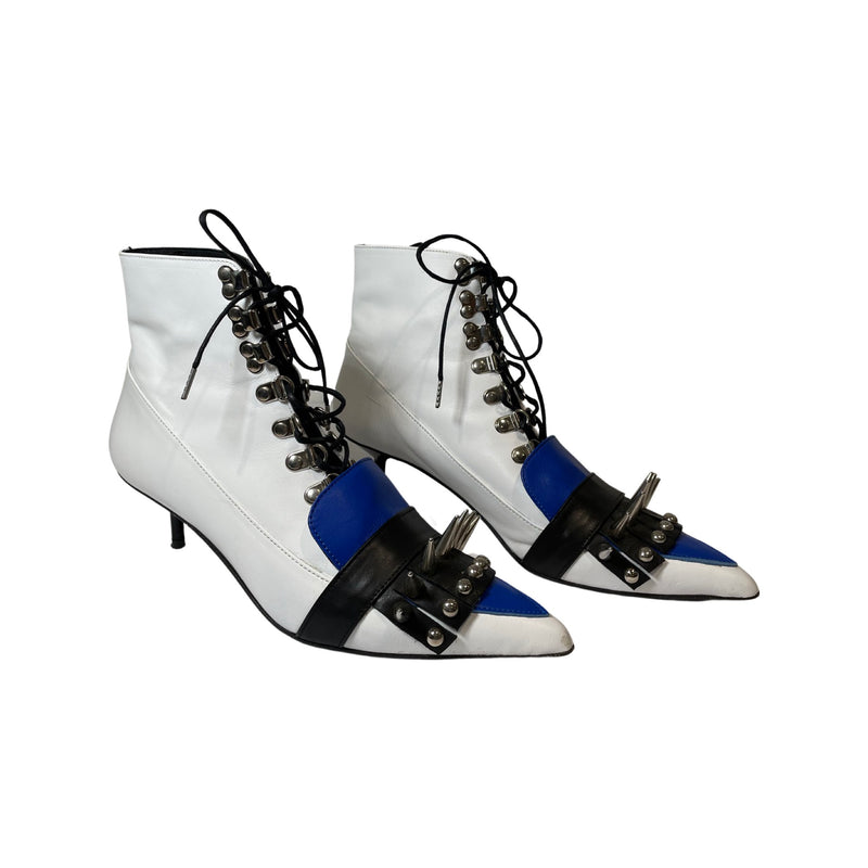 Marques Almeida white and blue spiked leather ankle boots