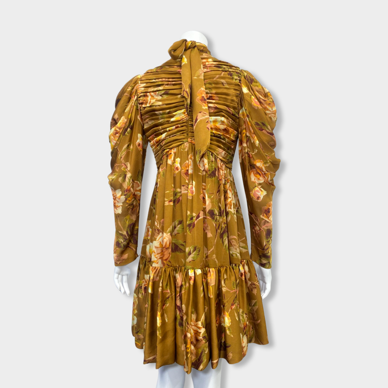 ZIMMERMANN ochre silk flower print dress