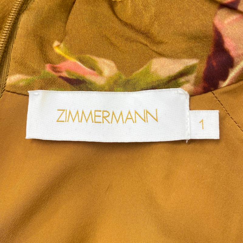 ZIMMERMANN ochre silk flower print dress