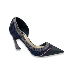 pre-owned CHRISTIAN DIOR navy and pink weave pumps | Size 36