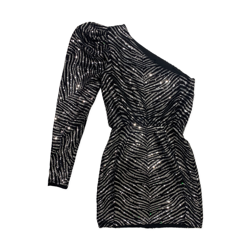 Alexandre Vauthier silver and black sequin dress