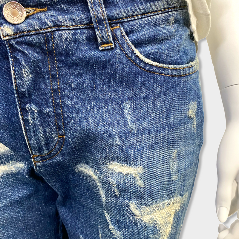 pre-loved DOLCE&GABBANA blue distressed jeans