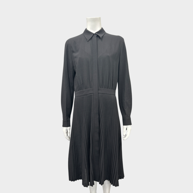 LORO PIANA black woolen pleated dress