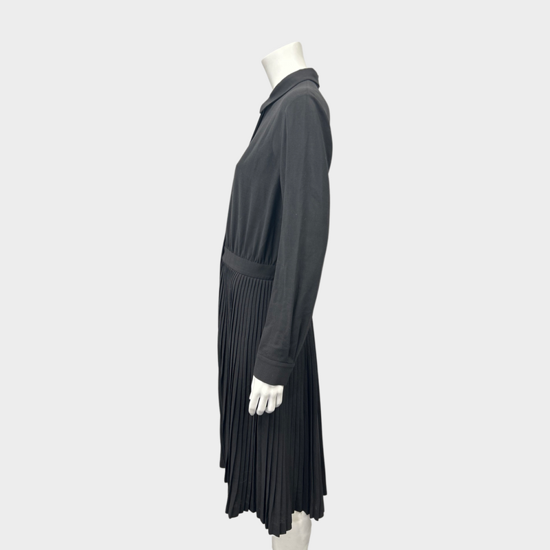 LORO PIANA black woolen pleated dress