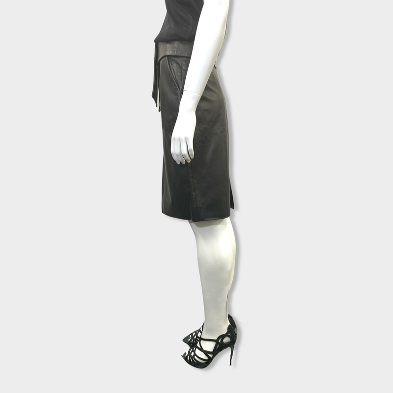 second-hand BALENCIAGA black lamb skin skirt
