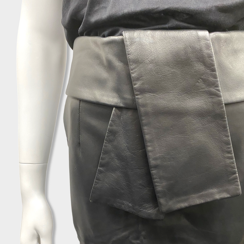 pre-loved BALENCIAGA black lamb skin skirt