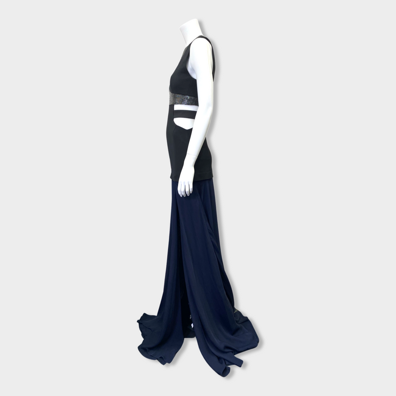 second-hand AMANDA WAKELEY black and navy gown