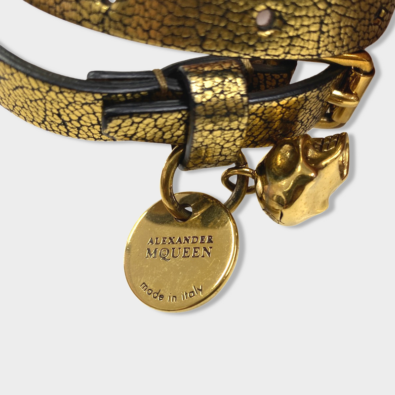 ALEXANDER MCQUEEN patent gold leather bracelet