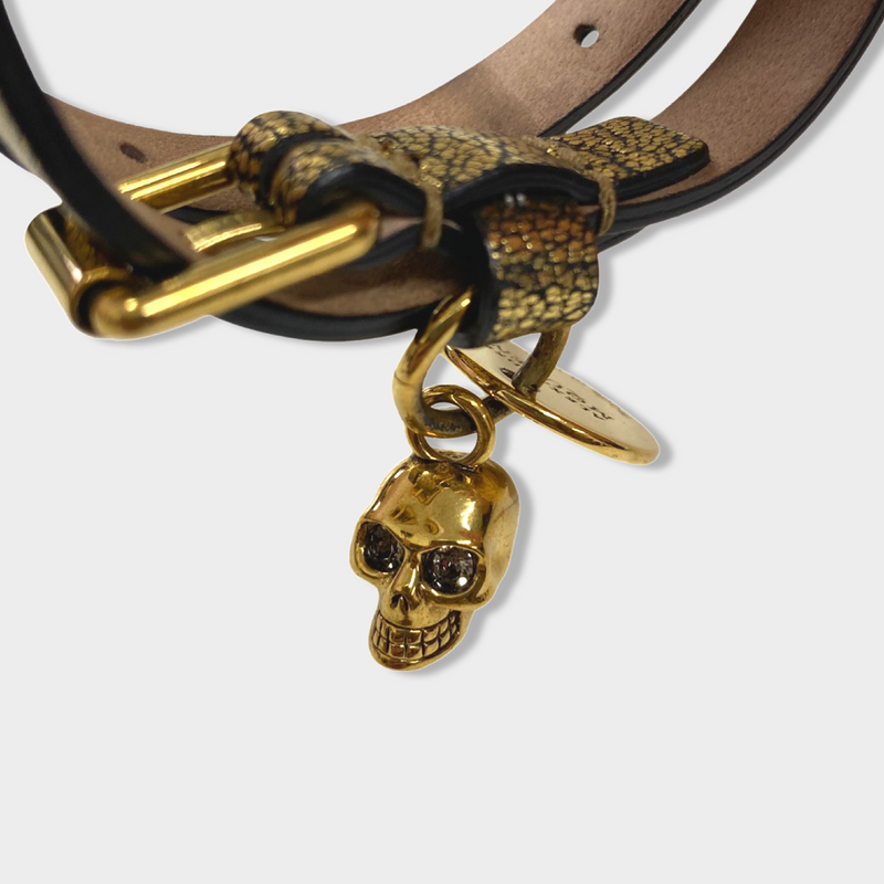 second-hand ALEXANDER MCQUEEN patent gold leather bracelet