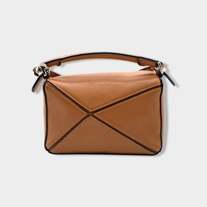 LOEWE mini puzzle tan calfskin handbag