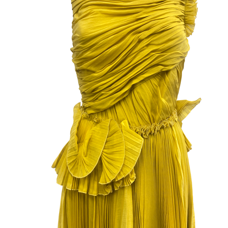 ROCHAS mustard yellow pleated dress