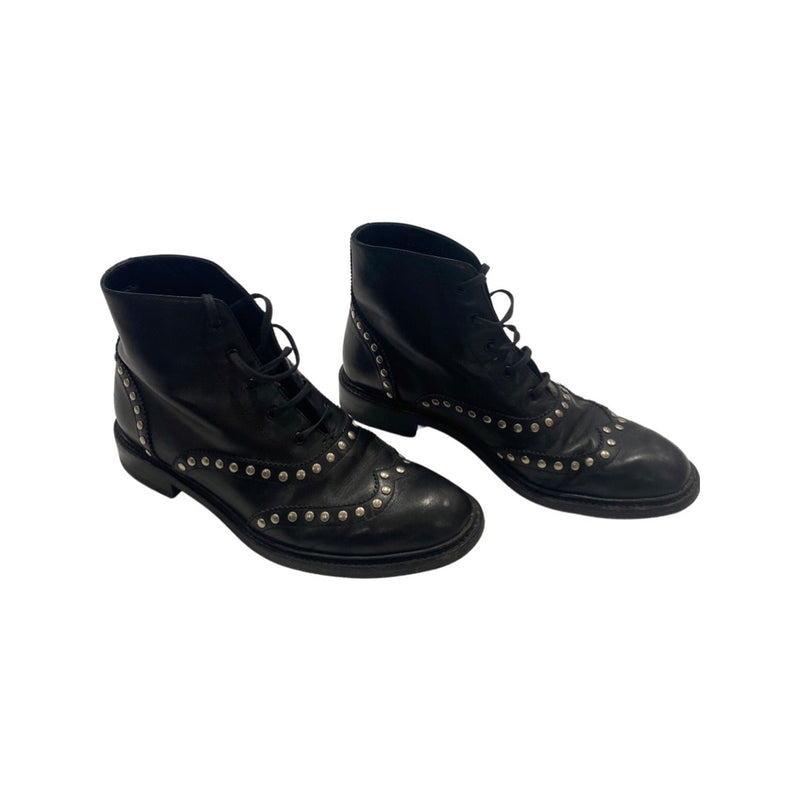 second-hand SAINT LAURENT black studded leather boots | Size 38
