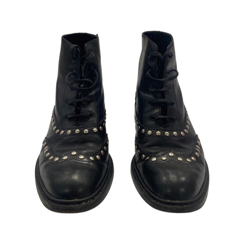 pre-loved SAINT LAURENT black studded leather boots | Size 38