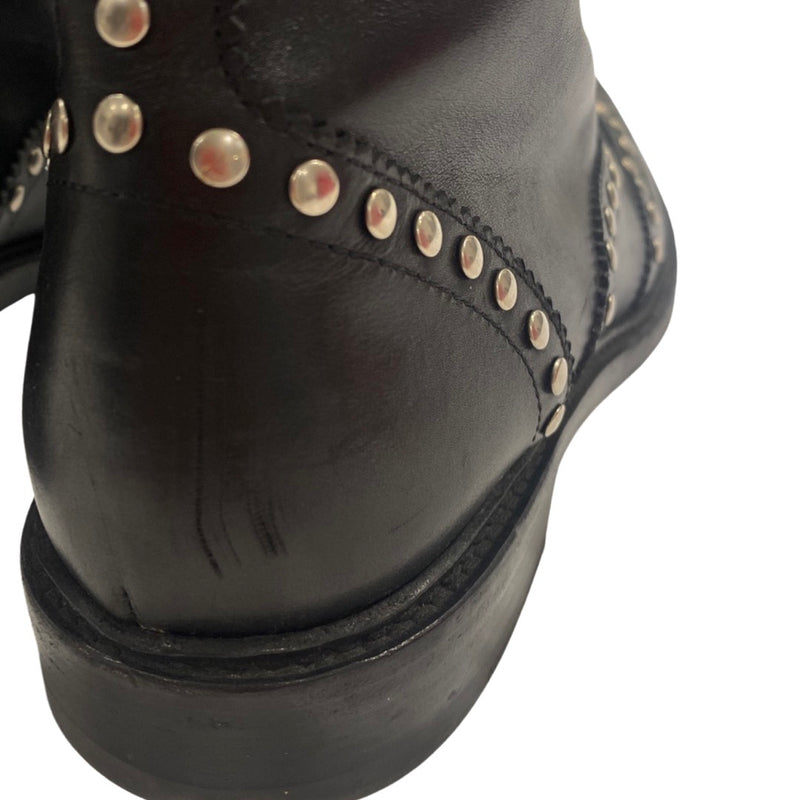 SAINT LAURENT black studded leather boots